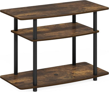 Furinno Turn-N-Tube TV Stand, 3-Tier No Tools Entertainment Center, TV Console for TV up to 32 Inch, for Living Room, Bedroom, Amber Pine