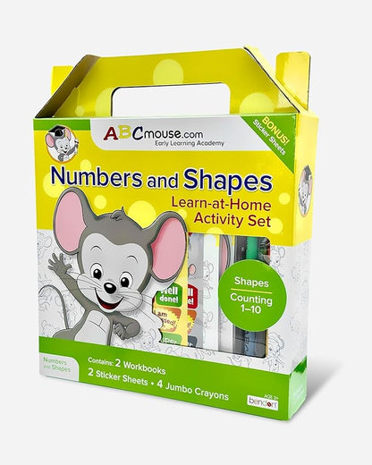 ABCmouse Learning Kit: Numbers and Shapes – 2 Workbooks, Reward Stickers, Jumbo Crayons & Carry Case, Perfect for Early Reading, Writing, and Literacy Development Ages 3+