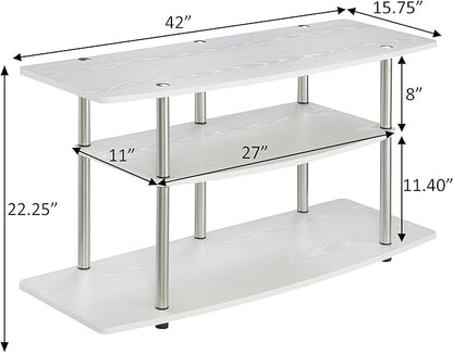 Convenience Concepts Designs2Go 3-Tier Wide TV Stand, 42", White