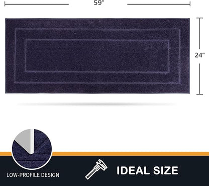 PURRUGS Dirt Trapping Door Mat 24" x 59", Non-Slip/Skid Machine Washable Entryway Rug, Dog Doormat, Super Absorbent Welcome Mat for Muddy Wet Shoes and Paws, Midnight Blue