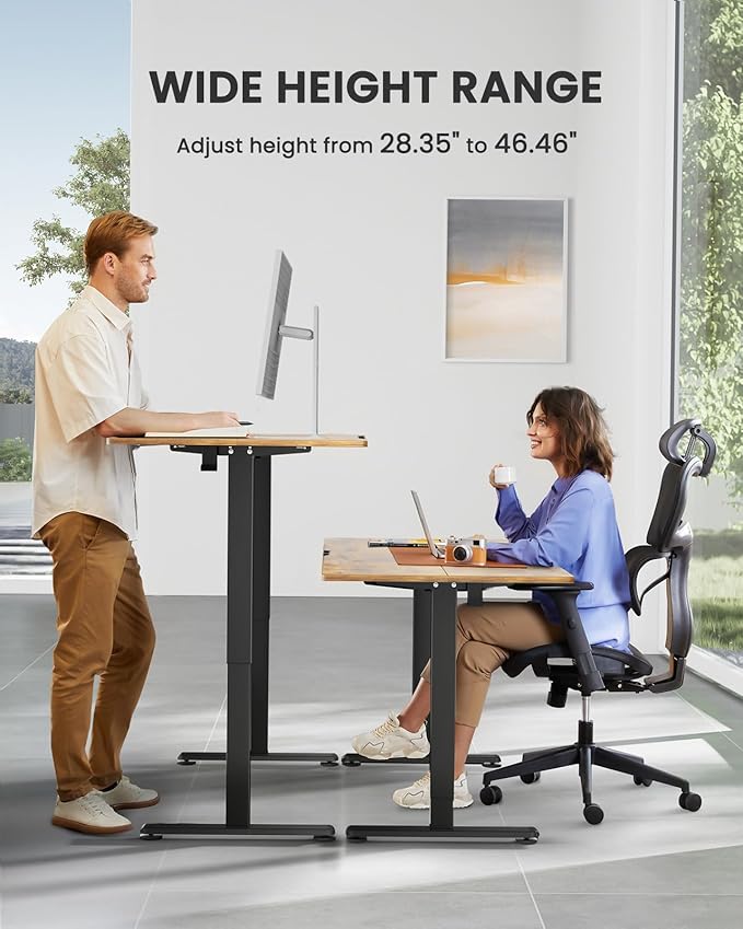 ErGear Height Adjustable Electric Standing Desk, 48 x 24 Inches Sit Stand up Desk, Memory Computer Home Office Desk with Two-Piece Desktop (Vintage Brown)