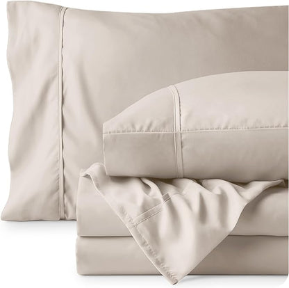 Bare Home Twin Sheet Set - 1800 Ultra-Soft Microfiber Bed Sheets - Double Brushed - Deep Pockets - Easy Fit - Extra Soft - 3 Piece Set - Bedding Sheets & Pillowcases (Twin, Wheat)