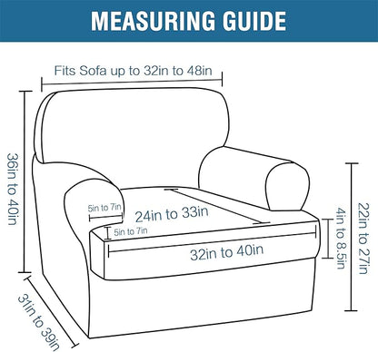 H.VERSAILTEX Sofa Cover 2 Piece T Cushion Armchair Slipcovers Velvet Couch Cover Furniture Protector Stretch T Cushion Sofa Covers for 1 Cushion Couch with 1 Individual T Cushion Covers, Burgundy