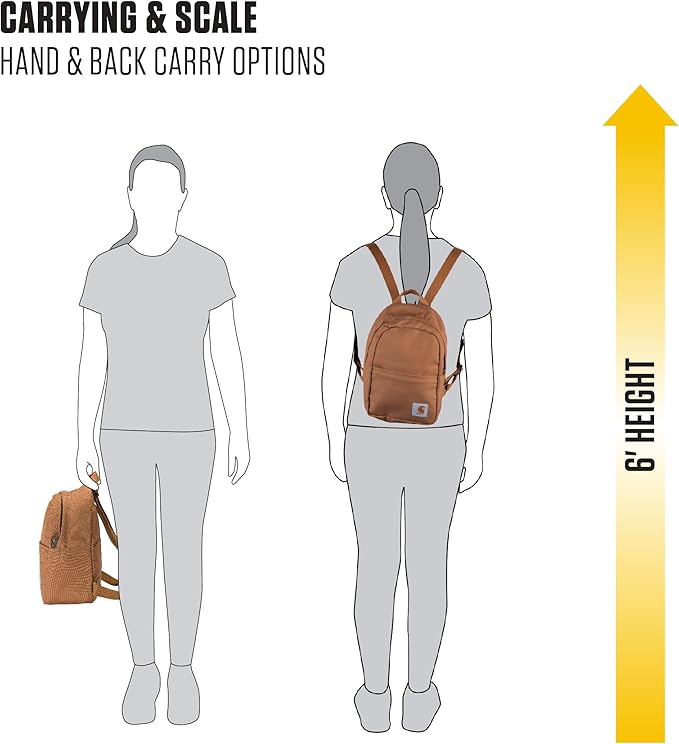 Carhartt Classic Mini Backpack, Durable, Water-Resistant Backpack with Adjustable Shoulder Straps, Port