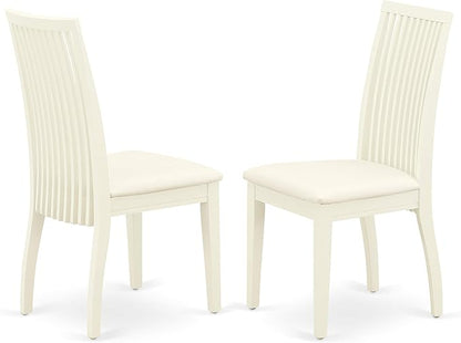 East West Furniture LGIP7-LWH-C 7 Piece Dinette Set Consist of a Rectangle Dining Room Table with Butterfly Leaf and 6 Linen Fabric Upholstered Dining Chairs, 42x84 Inch, Linen White
