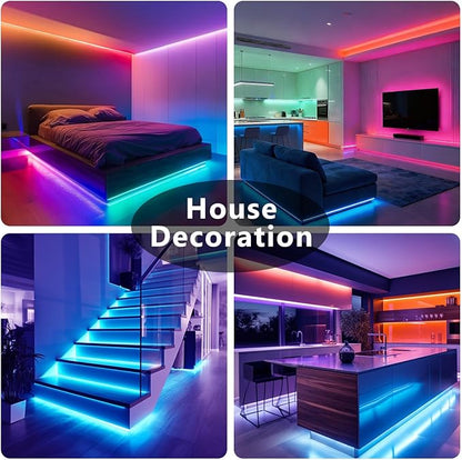 DAYBETTER Led Strip Lights 50 ft, Music Sync RGB Led Light Strips with Remote and App Control, Color Changing Led Lights for Bedroom, Home, Kitchen, Party, Room Decor