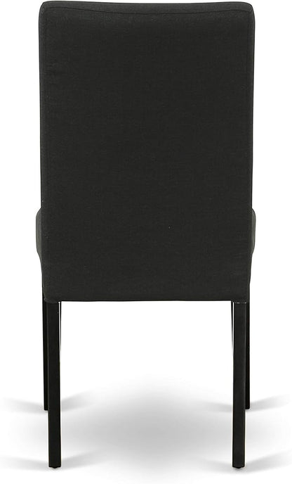 East West Furniture X697DR124-9 9 Piece Modern Dining Table Set Includes a Rectangle Wooden Table with X-Legs and 8 Black Color Linen Fabric Upholstered Chairs, 40x72 Inch, Multi-Color