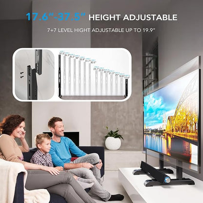 AX WABER Universal TV Stand,Table Top TV Stand Base Replacement for Most 37 to 86 Inch LCD LED TVs, 7 Height Adjustable Legs with Cable Management Hold up to 150lbs, Max VESA 800x600mm, Black AX10TB01
