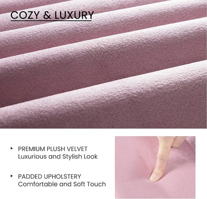 SHA CERLIN King Bed Frame/Velvet Upholstered Platform Bed Frame with Headboard/Strong Wood Slats Support/Mattress Foundation/No Box Spring Needed - Pink
