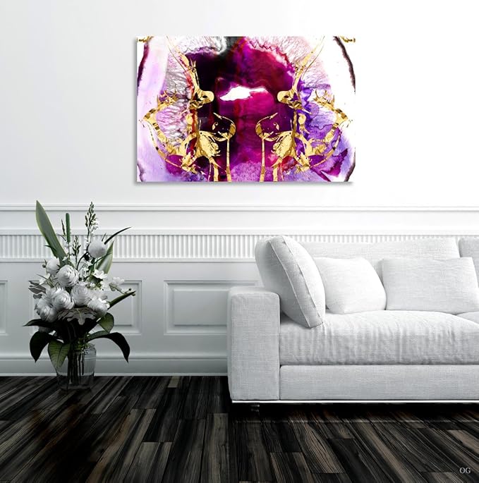 The Oliver Gal Artist Co. Abstract Wall Art Canvas Prints 'Smoking Agate' Home Décor, 30 in x 20 in, Purple, Gold