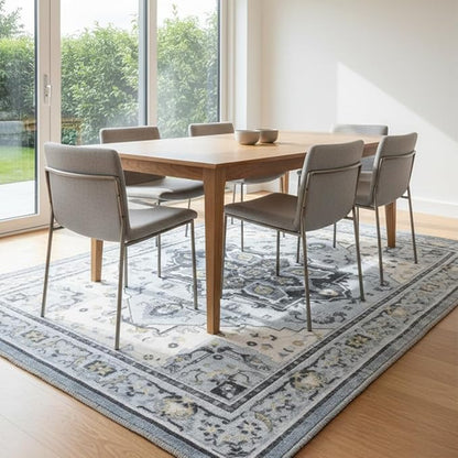 Muddy Mat짰 Azure 3ft x 7ft Washable Area Rugs for Living Room, Bedroom & Dining Room ??Modern Soft Low Pile Non Slip Carpet ??Pet Friendly Waterproof Foldable Rugs for Home