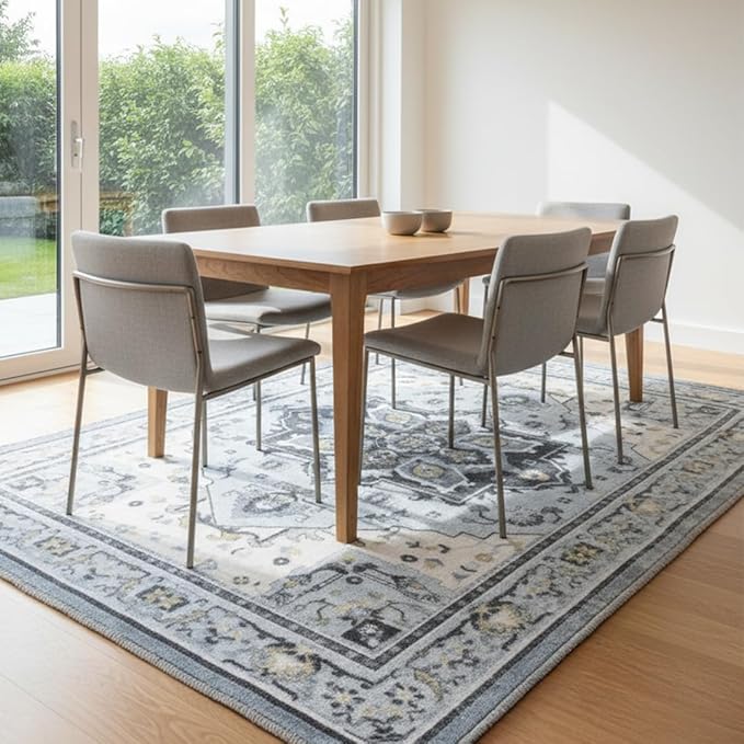 Muddy Mat짰 Azure 2ft x 10ft Washable Area Rugs for Living Room, Bedroom & Dining Room ??Modern Soft Low Pile Non Slip Carpet ??Pet Friendly Waterproof Foldable Rugs for Home