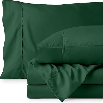 Bare Home Twin Sheet Set - 1800 Ultra-Soft Microfiber Twin Bed Sheets - Double Brushed - Deep Pockets - Easy Fit - Extra Soft - 3 Piece Set - Bedding Sheets & Pillowcases (Twin, Forest Green)