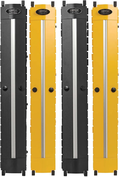 Tripp Lite Vertical Cable Manager, High-Capacity Deep Double Finger Duct, Front-Facing Cover, Four 3.5ft Tall Sections, 6 in Wide x 11.4 in Depth, 2 Black + 2 Yellow, 5-Year Warranty (SRCABLEVRT6HD2F)