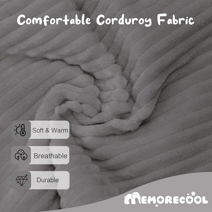 MeMoreCool Modular Kids Couch, Corduroy Play Toddler Couch for Bedroom Playroom Furniture, Convertible Foam Kids Sofa Bed, Fold Out Baby Sofa for Girl Boy, Light Grey