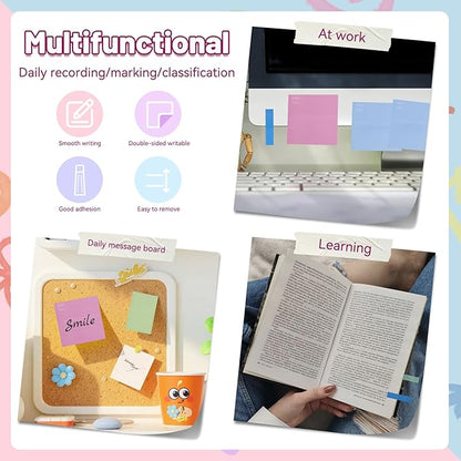 2 Pack Multi-Functional Sticky Note Set with Bible Tabs 440 Transparent Post it Notes 120 Page Notebook for Bible Study Office Supplies (Colour)
