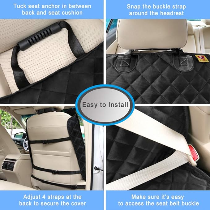 Deluxe Dog Seat Cover for Front Seat-More Durable Waterproof Front Seat Protector, High Heat Resistant and Nonslip Front Seat Cover for Dogs Kids, Universal Size (Black)