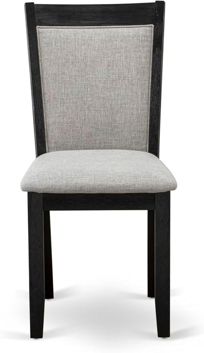 East West Furniture V627MZ606-6 6 Piece Dining Set Contains a Rectangle Dining Room Table with V-Legs and 4 Shitake Linen Fabric Parson Chairs with a Bench, 40x72 Inch, Multi-Color