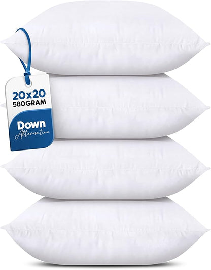 Utopia Bedding Throw Pillows (Set of 4, White), 20 x 20 Inches Pillows for Sofa, Bed and Couch Decorative Stuffer Pillow