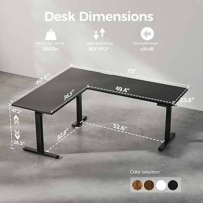 Agilestic Triple Motors 73" x 60" L Shaped Standing Desk, Electric Standing Desk Adjustable Height, Extra Large Desktop Corner Table for Home Office, Gaming Workstation, Splice Board, Black