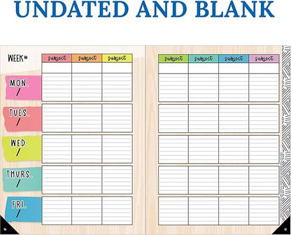 Carson Dellosa Creatively Inspired Planner 2025-2026, Undated 8" x 11" Lesson Plan Book With Stickers, Class Schedule, Weekly Calendar, Homeschool and Classroom Must Haves, Boho School Supplies