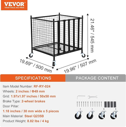 VEVOR Rolling Sports Ball Storage Cart, Lockable Basketball Cage with Double Lids, Sport Equipment Holder Organizer for Indoor Outdoor, Steel Storage Rack for Garages, Playgroup, Gym and Schools