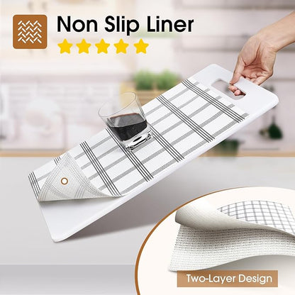 Beautysaid Shelf and Drawer Liner for Kitchen Cabinet, Non Adhesive Non Slip Shelf Paper Waterproof Washable Thickened for Dresser Pantry Shelve Bathroom Protector Liner(Plaid,18 in x 20 FT)