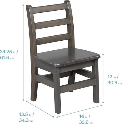 ECR4Kids 24in x 48in Rectangular Hardwood Table and Chair Set, 12in Seat Height, Kids Furniture, Grey Wash