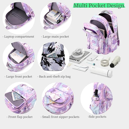 MITOWERMI Pink Backpack for Girls Bookbag Kids School Bags Multi-pocket Girls Backpack for School Elementary Students Schoolbags Teens Back packs (Pink)
