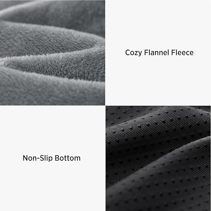 LE SURE Washable Dog Bed Cover Replacement - Large Size Flannel Plush Fleece Cover for Orthopedic Pet Mat 35x22x3 Inches, Grey
