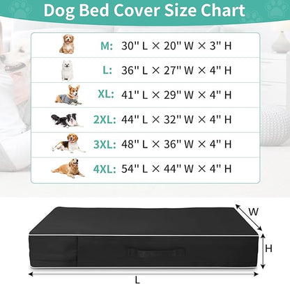 COSHNIBI Dog Bed Covers Replacement Washable,Waterproof Dog Bed Cover with Zip and Carry Handle for Dog/Cat 41''Lx29''Wx4''H-Black