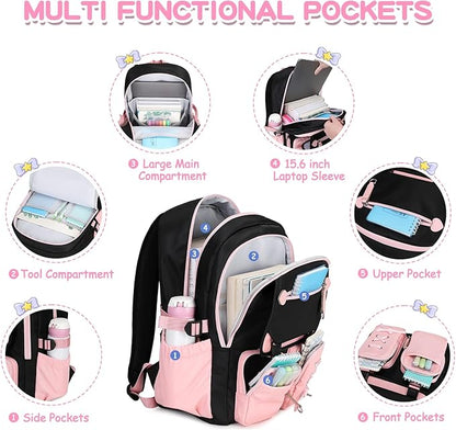 Kids Backpacks for Girls Teens Kawaii Bookbag for Elementary Primary Middle High School Daypack