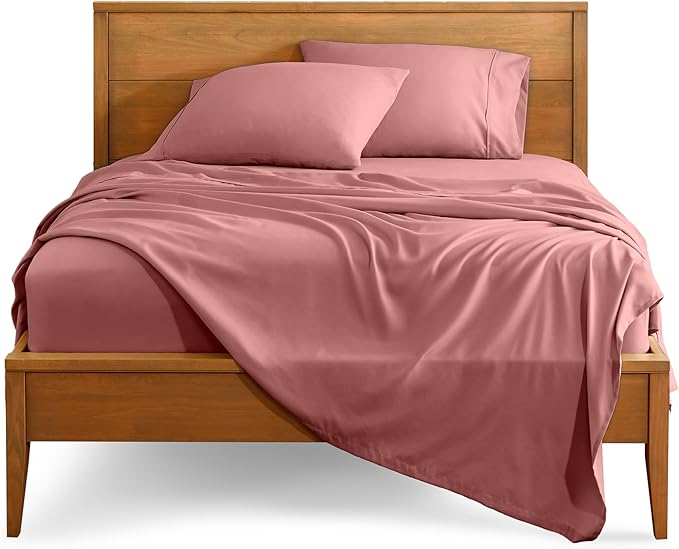 Bare Home Split King Sheet Set - 1800 Ultra-Soft Microfiber Bed Sheets - Double Brushed - Deep Pockets - Easy Fit - 5 Piece Set - Bed Sheets & Pillowcases (Split King, Dusty Rose)