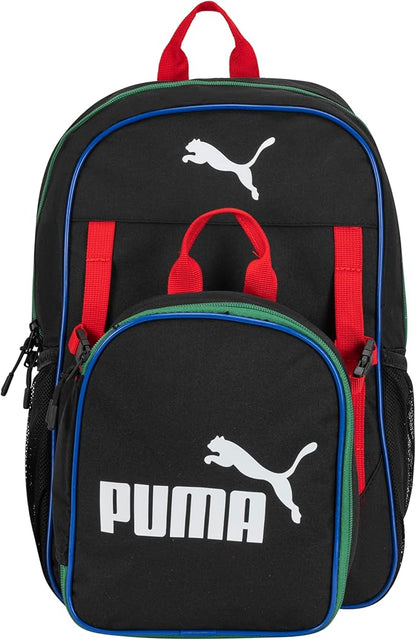 PUMA Unisex Kid's Colony Lunch Kit & Backpack Combo, Black/Multicolor, Medium
