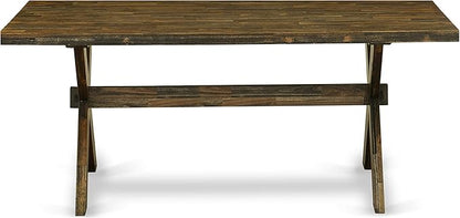 East West Furniture X777VE703-7 7 Piece Dinette Set Consist of a Rectangle Dining Room Table with X-Legs and 6 Brown Linen Fabric Upholstered Parson Chairs, 40x72 Inch, Multi-Color