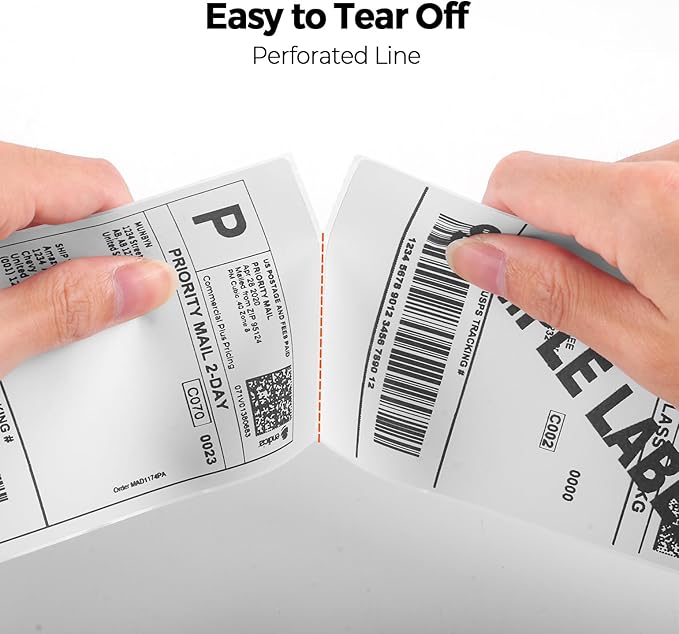MUNBYN 3x5 Inch Thermal Shipping Labels, Multipurpose Fanfold Thermal Printer Labels for Small Businesses, Shipping Packages, 500 Sheets/1 Roll
