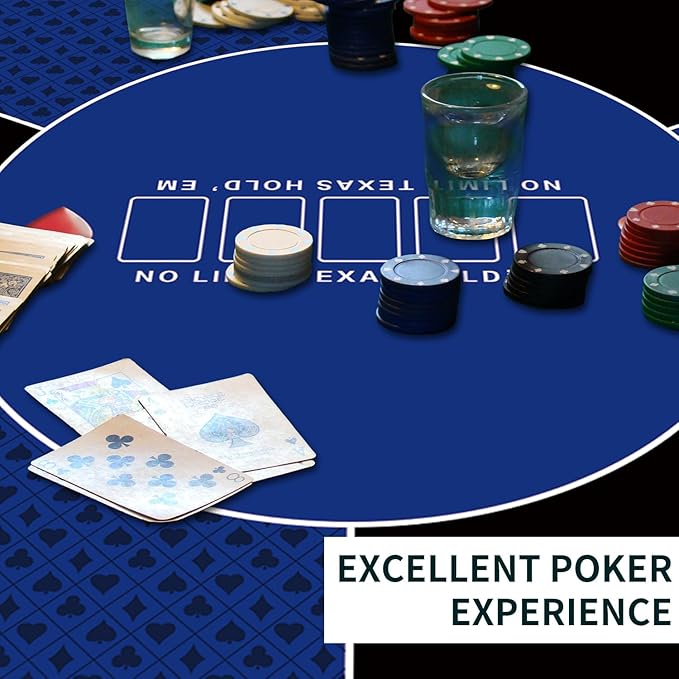 nuveti 24/31/39/47/55/63 inch Square Foldable 6-Player Texas Poker Card Tabletop Layout Portable Anti-Slip Rubber Board Game Mat Texas Hold'em Poker Mat for Family Game, Casino, Party