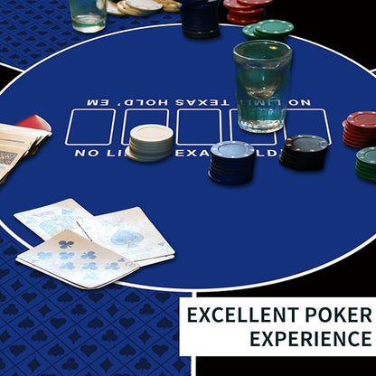 nuveti 24/31/39/47/55/63 inch Square Foldable 6-Player Texas Poker Card Tabletop Layout Portable Anti-Slip Rubber Board Game Mat Texas Hold'em Poker Mat for Family Game, Casino, Party