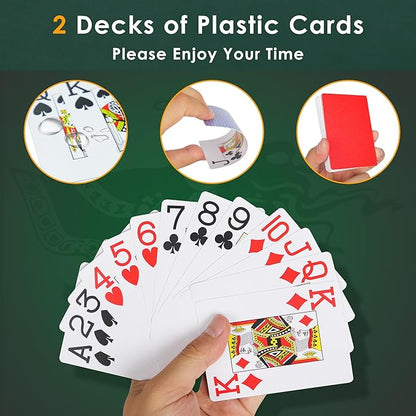ORIENGEAR Poker Chip Set with Denominations 500 PCS with 14 Gram Numbered Clay Chips, Texas Hold?™em Casino Chip Sets with 2 Decks of Plastic Playing Cards, for Blackjack Gambling Games, Golden Case