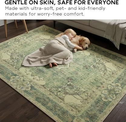 Muddy Mat짰 Majestic 3ft x 5ft Washable Area Rugs for Living Room, Bedroom & Dining Room ??Modern Soft Low Pile Non Slip Carpet ??Pet Friendly Waterproof Foldable Rugs for Home