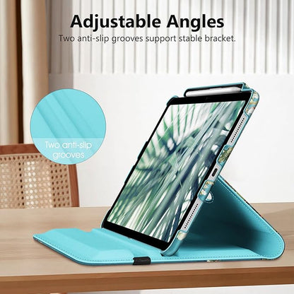 Fintie Rotating Case for iPad (A16) 11th Generation 11 Inch (2025), iPad 10th Generation 10.9 Inch (2022) - [Built-in Pencil Holder] 360 Degree Rotating Protective Stand Cover, Blossom