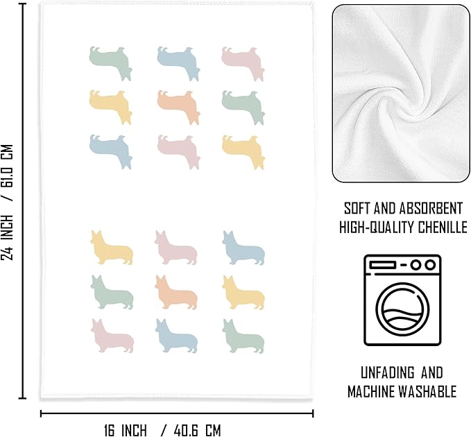 Corgi Kitchen and Bathroom Hand Towels - Dog Tea Towels, Gifts for Women and Corgi Lovers, Decorative Decor, 1624 Inches