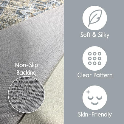 Muddy Mat짰 Coral 2x10 Washable Area Rugs for Living Room, Bedroom & Dining Room ??Modern Soft Low Pile Non Slip Carpet ??Pet Friendly Waterproof Foldable Rugs for Home
