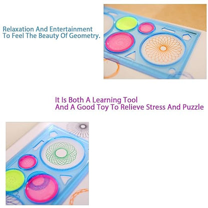 Multifunctional Geometric Ruler Set,Mathematics Drawing Ruler Geometric Drawing Template Measuring Tool Draft Rulers Million Flower Rulers