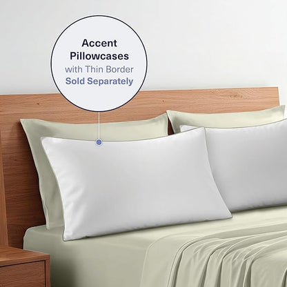 Kickoff Viscose Bamboo Sheets Full Size 4-pc 100% Organic Bamboo Viscose Bed Cooling Sheets Full Size Set Cool Bedding for hot Sleepers Sheet, Flat, Fitted, Pillowcases (Soft Sage, F)