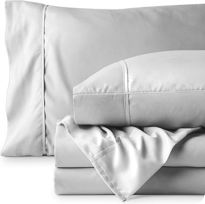 Bare Home California King Sheet Set - 1800 Ultra-Soft Microfiber Cal King Bed Sheets - Double Brushed - Deep Pockets - Easy Fit - 4 Piece Set - Bed Sheets (California King, Cloud Grey)