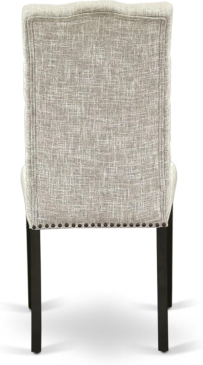 East West Furniture V627EL635-6 6 Piece Dining Table Set Contains a Rectangle Dining Room Table with V-Legs and 4 Doeskin Linen Fabric Parson Chairs with a Bench, 40x72 Inch, Multi-Color