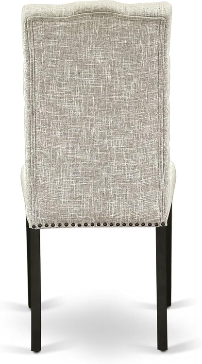 East West Furniture V627EL635-6 6 Piece Dining Table Set Contains a Rectangle Dining Room Table with V-Legs and 4 Doeskin Linen Fabric Parson Chairs with a Bench, 40x72 Inch, Multi-Color
