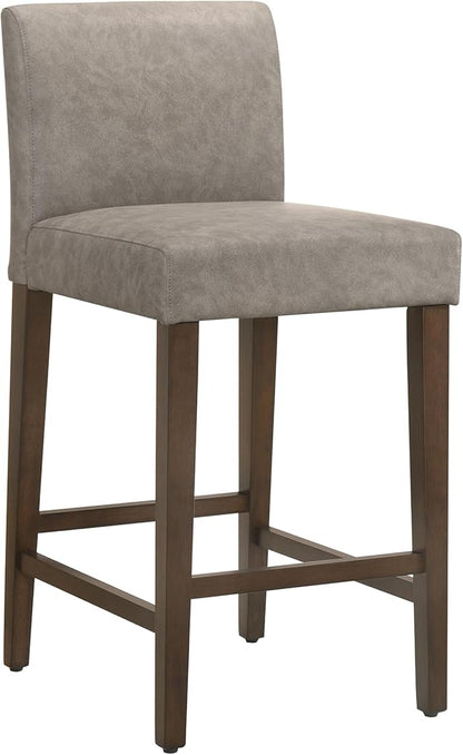 CHITA Counter Height Bar Stools Set of 3, 27" H Seat Height Upholstered Barstools, PU Leather in Stone Grey