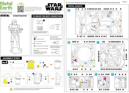 Metal Earth Fascinations Premium Series Star Wars Stormtrooper 3D Metal Model Kit Bundle with Tweezers